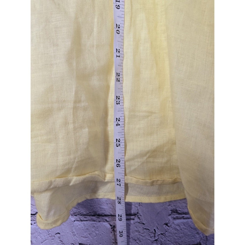 Magaschoni 100% Linen Yellow Oversized Resort Style Button Up Blouse Size Medium - Picture 9 of 11